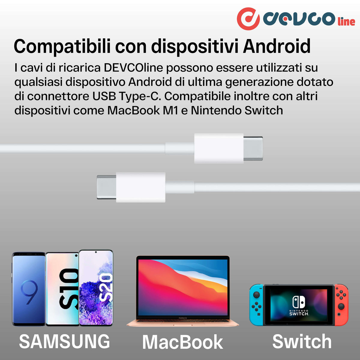 Cavo USB due connettori USB-C 1 metro - DEVCOline AT CR 2TC1