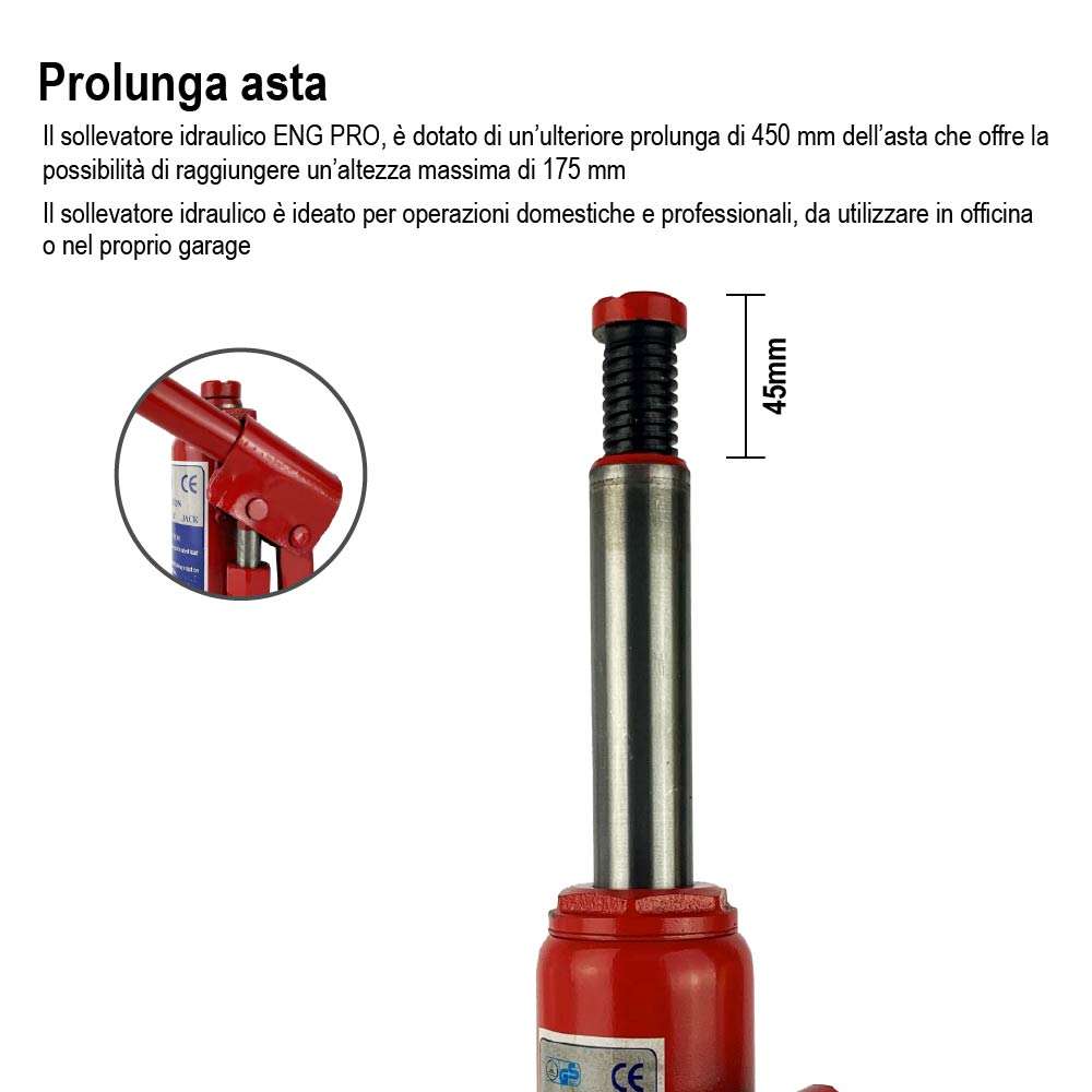 Cric auto sollevatore idraulico martinetto a bottiglia 6 t - ENG PRO MA CB 0006