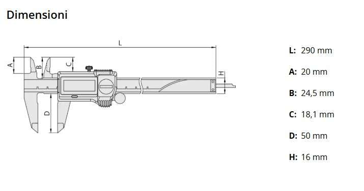 Calibro ABS impermeabile IP67 0-200 mm 500-707-20 - Mitutoyo