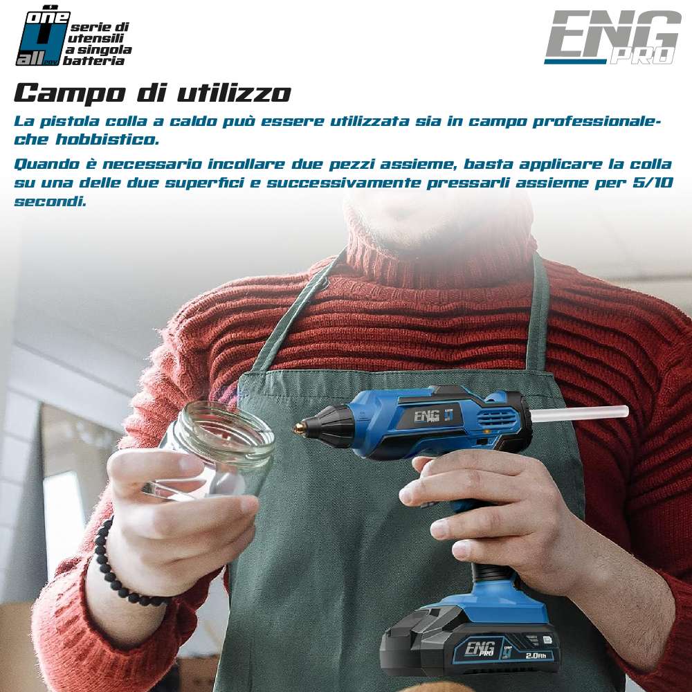 Pistola per colla a caldo ENG PRO Linea professionale a batteria ONE4ALL 20V Corpo Macchina
